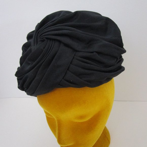 Black Silk Turban Hat Bespoken Private Collection Church - Picture 7 of 9
